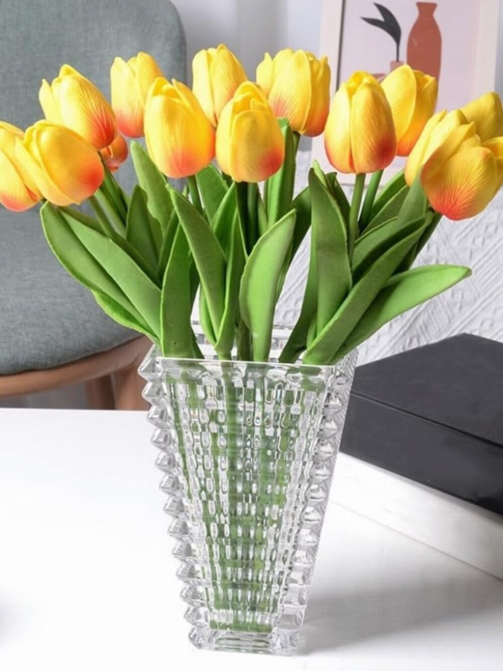 Artificial Tulips 10Pcs Real Touch PU Tulip Fake Flowers Orange